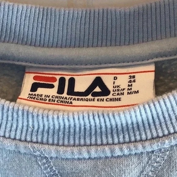 ❄️ FILA | Women's Michele Crewneck L/S Fila logo Ribbed Sweatshirt M/Light Blue - Picture 6 of 8